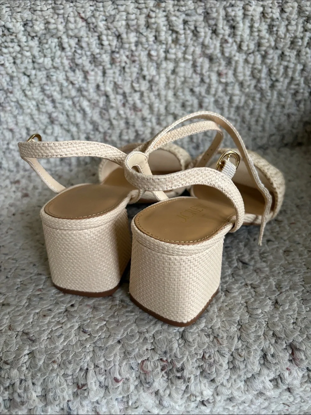 J. Crew Factory Blonde Natural Raffia heeled sandal size 7 CU341 $138